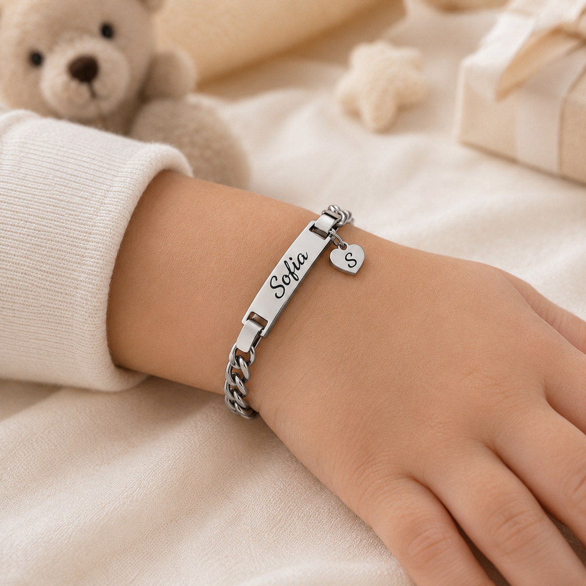 Braccialetto personalizzato per bambini in acciaio inossidabile