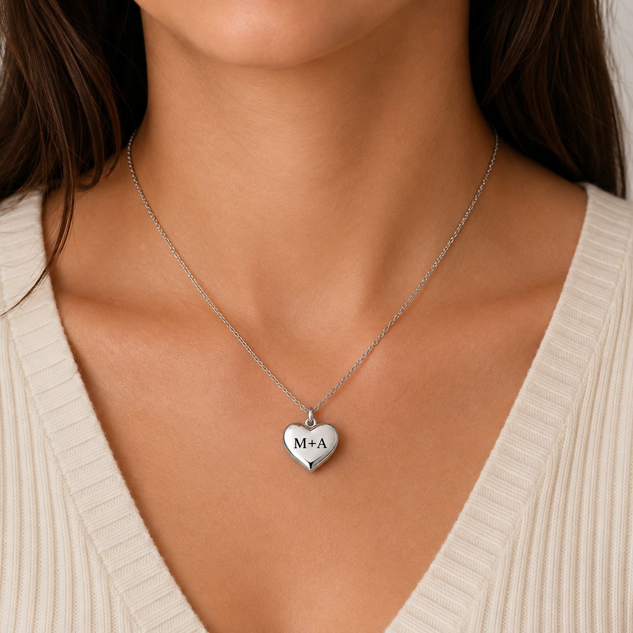 Collana a Cuore 3D Personalizzabile in Acciaio Inossidabile