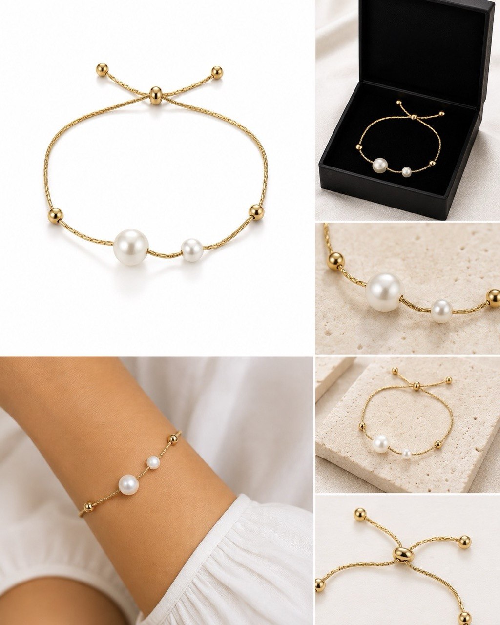 Collezione Aura – Bracciali in acciaio inox placcati oro 18K