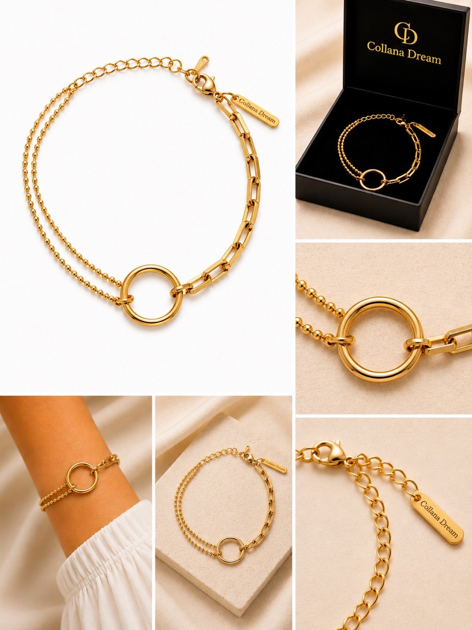 Collezione Aura – Bracciali in acciaio inox placcati oro 18K