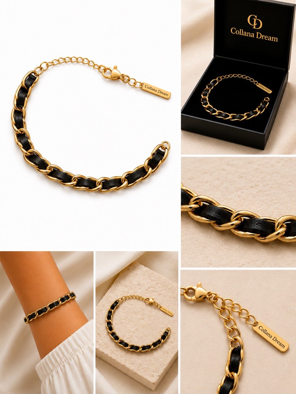 Collezione Aura – Bracciali in acciaio inox placcati oro 18K