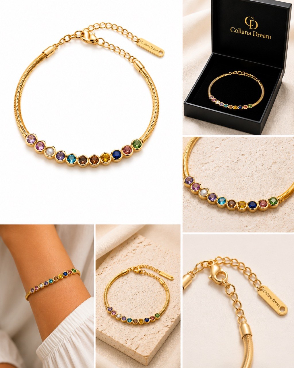 Collezione Aura – Bracciali in acciaio inox placcati oro 18K
