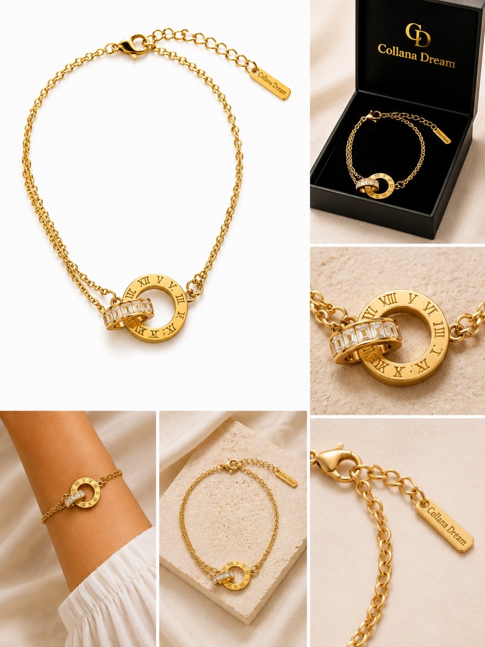 Collezione Aura – Bracciali in acciaio inox placcati oro 18K