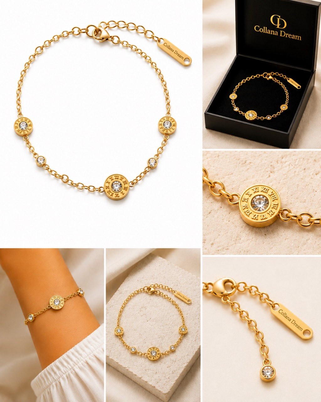 Collezione Aura – Bracciali in acciaio inox placcati oro 18K