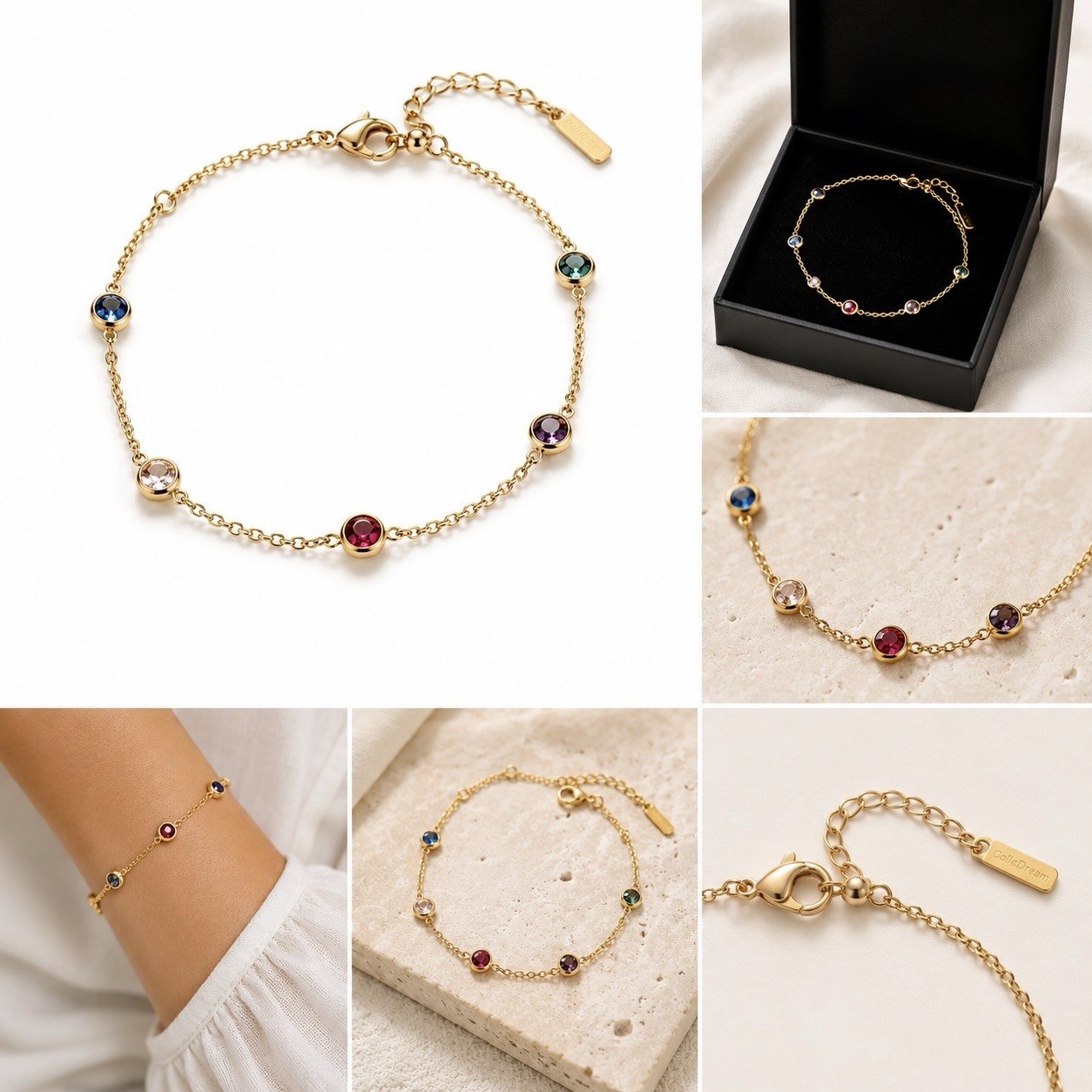 Collezione Aura – Bracciali in acciaio inox placcati oro 18K