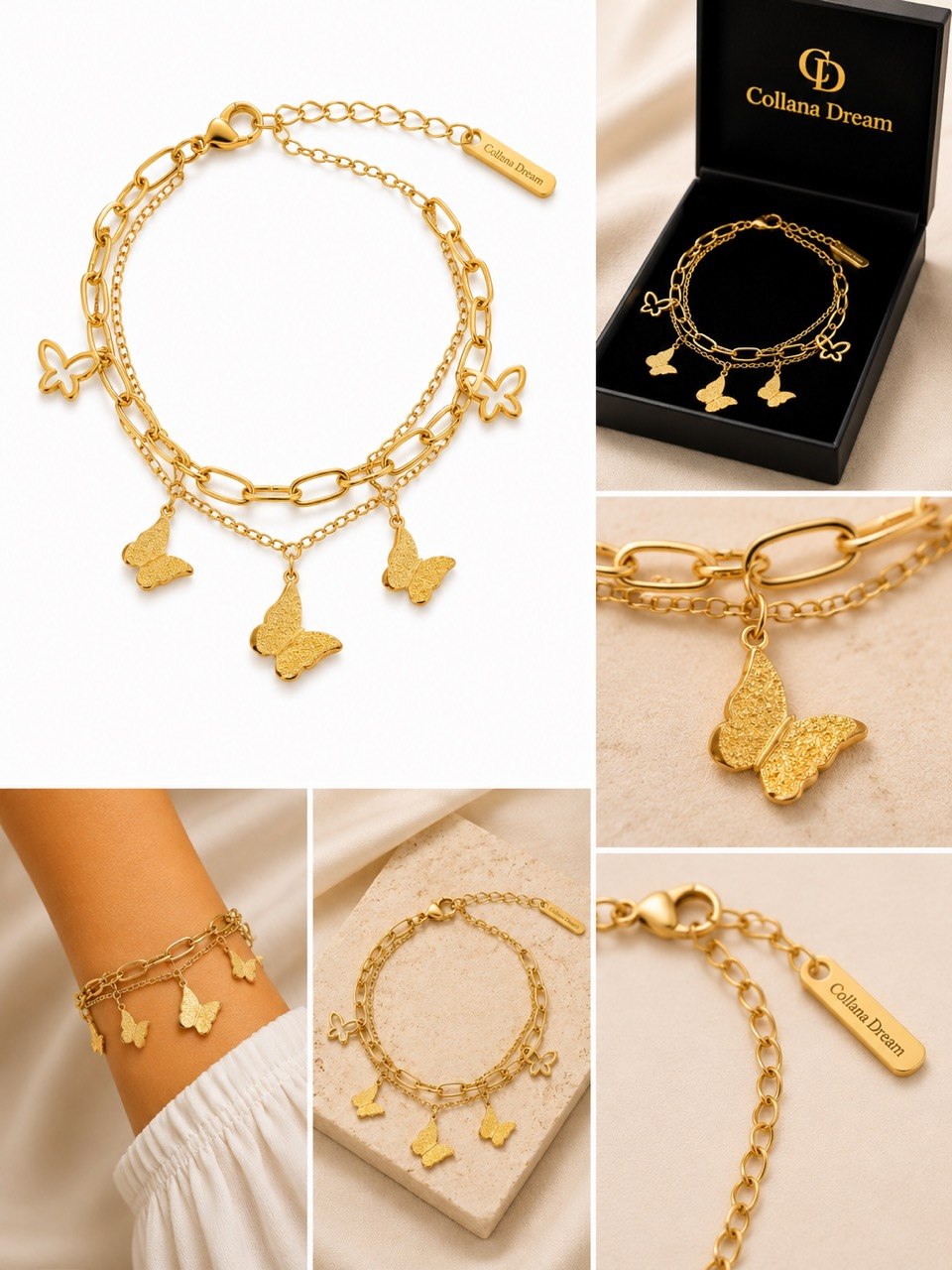 Collezione Aura – Bracciali in acciaio inox placcati oro 18K
