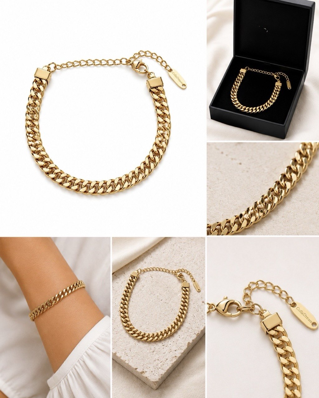 Collezione Aura – Bracciali in acciaio inox placcati oro 18K