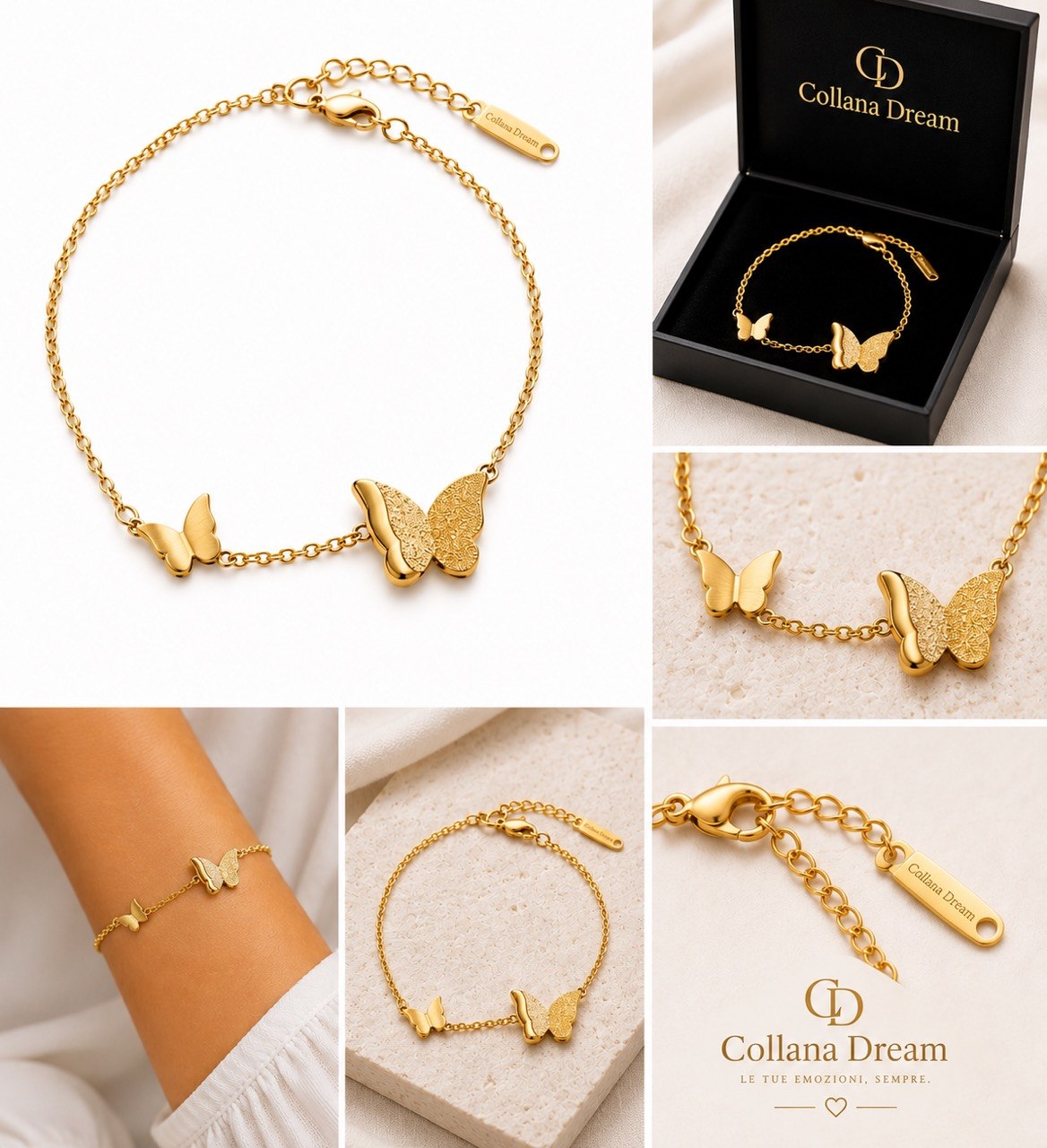 Collezione Aura – Bracciali in acciaio inox placcati oro 18K